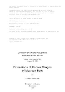 Extensions of Known Ranges of Mexican Bats