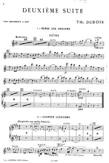 Partition flûtes,  No.2 pour vent Instruments, 2e Suite pour instruments à vent