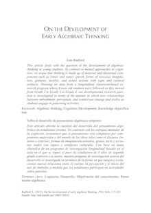 On the development of early algebraic thinking (Sobre el desarrollo de pensamiento algebraico temprano)
