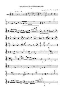 Partition , lebhaft (lively), Three pièces pour flûte et Marimba
