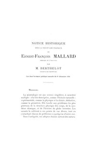 Ernest François MALLARD février juillet par Marcelin Berthelot