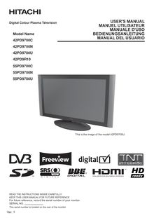 Notice TV Plasma Hitachi  55PD9700C