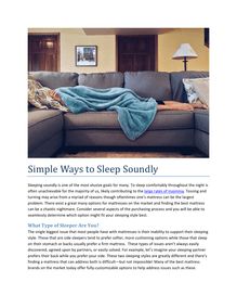 Simple Ways to Sleep Soundly