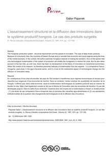 L assainissement structurel et la diffusion des innovations dans le système productif hongrois. Le cas des produits surgelés - article ; n°4 ; vol.22, pg 137-158