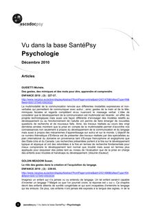 Vu dans la base SantéPsy Psychologie
