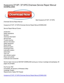 Husqvarna 371XP _ 371XPG Chainsaw Service Repair Manual DOWNLOAD