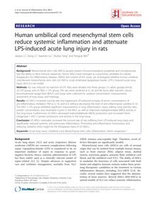 Human umbilical cord mesenchymal stem cells reduce systemic inflammation and attenuate LPS-induced acute lung injury in rats