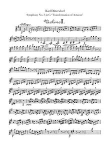 Partition violons II, 6 Symphonies after Ovid s Metamorphoses, Symphonies exprimant des métamorphoses d Ovide par Carl Ditters von Dittersdorf
