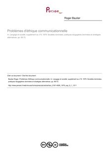 Problèmes d éthique communicationnelle - article ; n°1 ; vol.9, pg 69-72