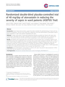 Randomized double-blind placebo-controlled trial of 40 mg/day of atorvastatin in reducing the severity of sepsis in ward patients (ASEPSIS Trial)