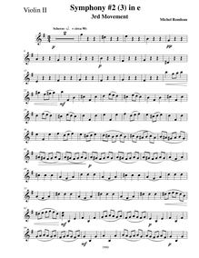 Partition violons II, Symphony No.2, E minor, Rondeau, Michel par Michel Rondeau