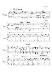 Partition , Allegretto, Piano Sonata No.3, Misérable, G major, Garnier, Arthur