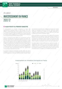 Investissements en France - Bilan positif au premier semestre - juillet 2013