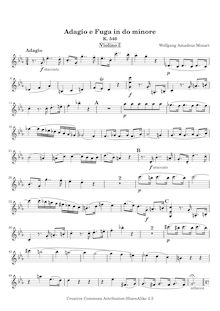 Partition violon 1, Adagio et Fugue, String Quartet No.27 ; Adagio und Fuge