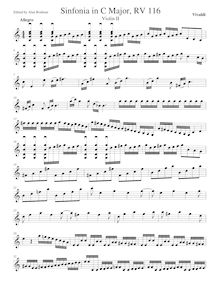 Partition violon II, Sinfonia en C major, C major, Vivaldi, Antonio