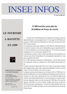 Le tourisme à Mayotte en 1999 : 21 000 touristes pour plus de 50 millions de francs de recette