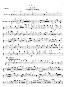 Partition flûte 1, 2, Elijah, Op.70, Composer, with Julius Schubring (1806-1889), Carl Klingemann (1798-1862)William Bartholomew (1793-1867), English text (sung at premiere)