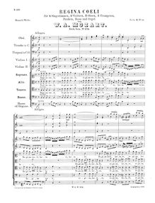 Partition complète, Regina Coeli, C major, Mozart, Wolfgang Amadeus