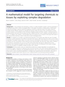 A mathematical model for targeting chemicals to tissues by exploiting complex degradation