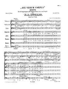 Partition Ave verum corpus - Wolfgang Amadeus Mozart