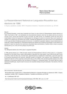 Le Rassemblement National en Languedoc-Roussillon aux élections de 1986. - article ; n°3 ; vol.5, pg 497-509