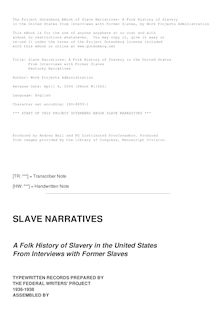Slave Narratives: a Folk History of Slavery in the United States - From Interviews with Former Slaves - Kentucky Narratives