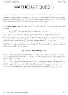 Mathématiques 2 2004 Classe Prepa PC Concours Centrale-Supélec