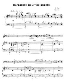 Partition de piano et partition de violoncelle, Barcarolle