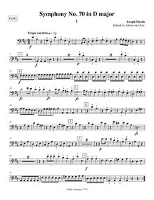 Partition violoncelles, Symphony Hob.I:70, D major, Symphony VII