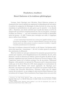 Traduttore, traditore. Henri Estienne et la trahison philologique - article ; n°1 ; vol.63, pg 39-57