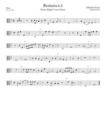 Partition viole de basse, alto clef, madrigaux, East, Michael