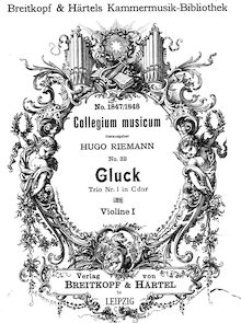 Partition violon 1, 6 Trio sonates, Gluck, Christoph Willibald