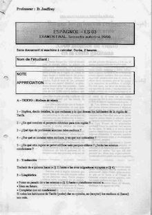 UTBM espagnol pratique et examen international 1999