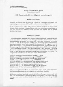 Reconnaissance des formes 2004 Génie Informatique Université de Technologie de Belfort Montbéliard