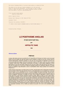 Le positivisme anglais par Hippolyte Taine