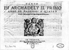 Partition Canto, Il primo libro de  madrigali a 4 voci, Arcadelt, Jacob