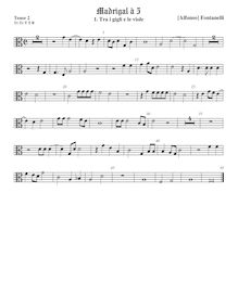 Partition ténor viole de gambe 2, alto clef, Primo Libro di Madrigali