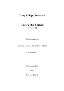 Score, Concerto en F minor pour hautbois, cordes et Continuo, TWV 51:f2