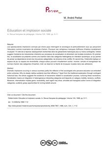Education et implosion sociale - article ; n°1 ; vol.124, pg 5-11