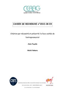 CAHIER DE RECHERCHE n°2010-08 E4