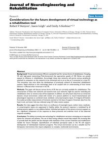 Considerations for the future development of virtual technology as a rehabilitation tool