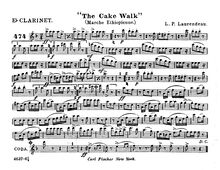 Partition E♭ clarinette, pour Cake Walk, Marche Ethiopienne, D♭ major