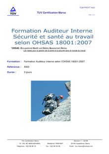AI03 Audit interne santé et sécurité au travail OHSAS  18001 2007