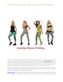 QUALITY FITNESS CLOTHING - WHAT TO LOOK FOR FITNESSFASHIONS
