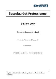 Corrigé Bac Pro 2017 - Économie - droit