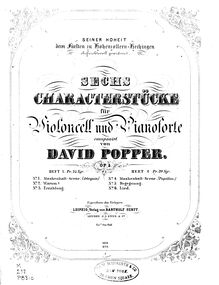 Partition de piano, Scenes from a Masked Ball, Maskenballscene ; 6 Maskenball-Szene6 Charakterstücke f. Vcllo u. Pfte. par David Popper