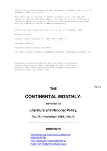 The Continental Monthly, Vol. 4, No. 5, November, 1863