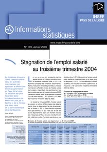 Stagnation de l emploi salarié au troisième trimestre 2004 