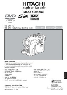 Notice Camescope numérique Hitachi  DZ-BX31E
