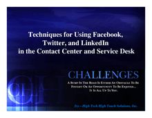 Techniques for Using Facebook, Twitter, and LinkedIn  in the ...